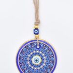 Κρεμαστό Γυάλινο Μάτι με Χρυσή Ρίγα