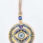 Κρεμαστό Γυάλινο Μάτι με Χρυσή Ρίγα