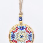 Κρεμαστό Γυάλινο Μάτι με Χρυσή Ρίγα