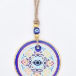 Κρεμαστό Γυάλινο Μάτι με Χρυσή Ρίγα