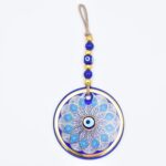 Κρεμαστό Γυάλινο Μάτι  με Χρυσή Ρίγα και Κεντρική Χάντρα