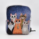 Τσάντα Πλάτης Υφαντή με Γάτες