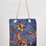 Τσάντα Ώμου Υφαντή Γάτα