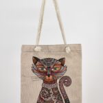 Τσάντα Ώμου Υφαντή Γάτα