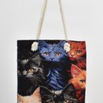 Τσάντα Ώμου Υφαντή Γάτα