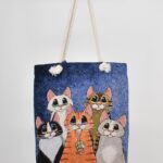 Τσάντα Ώμου Υφαντή Γάτα