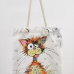 Τσάντα Ώμου Τυπωμένη Γάτα