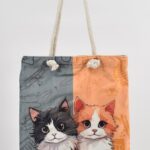 Τσάντα Ώμου Τυπωμένη Γάτα