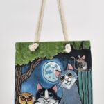 Τσάντα Ώμου Τυπωμένη Γάτα