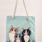 Τσάντα Ώμου Τυπωμένη Γάτα