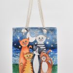 Τσάντα Ώμου Τυπωμένη Γάτα