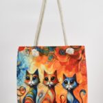 Τσάντα Ώμου Τυπωμένη Γάτα