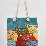 Τσάντα Ώμου Τυπωμένη Γάτα