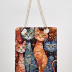 Τσάντα Ώμου Υφαντή Γάτα