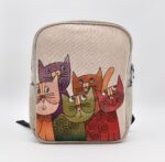 Τσάντα Πλάτης Υφαντή με Γάτες