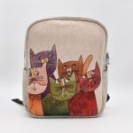 Τσάντα Πλάτης Υφαντή με Γάτες