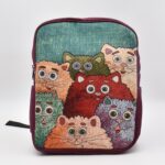 Τσάντα Πλάτης Υφαντή με Γάτες