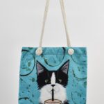 Τσάντα Ώμου Τυπωμένη Γάτα