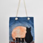 Τσάντα Ώμου Τυπωμένη Γάτα