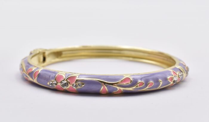 Βραχιόλι – Χειροπέδα με Ανάγλυφο Σμάλτο & Λουλούδια - Image 9