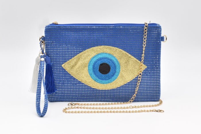 Boho Τσάντα Χειρός - Νεσεσέρ με Σχέδιο Μάτι & Μεταλλική Λάμψη - Image 10