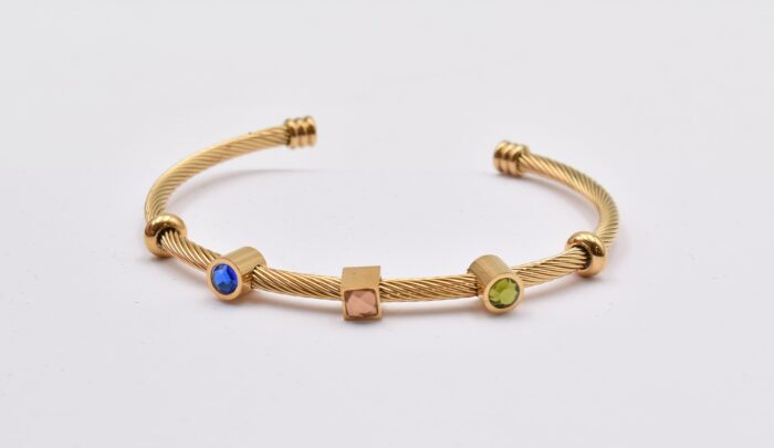 Ατσάλινο Βραχιόλι – Χειροπέδα Επιχρυσωμένη με Μάτι & Ποικιλία Στοιχείων - Image 92