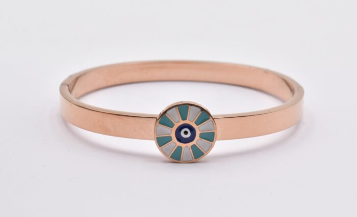 Ατσάλινο Βραχιόλι – Χειροπέδα Επιχρυσωμένη με Μάτι & Ποικιλία Στοιχείων - Image 104