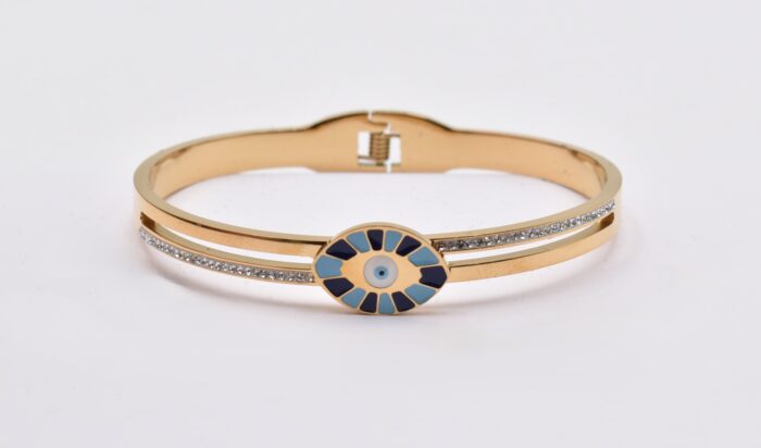 Ατσάλινο Βραχιόλι – Χειροπέδα Επιχρυσωμένη με Μάτι & Ποικιλία Στοιχείων - Image 106