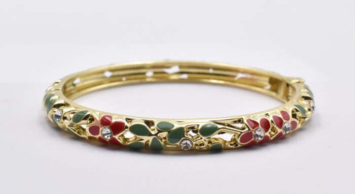 Βραχιόλι – Χειροπέδα με Ανάγλυφο Σμάλτο & Λουλούδια - Image 74