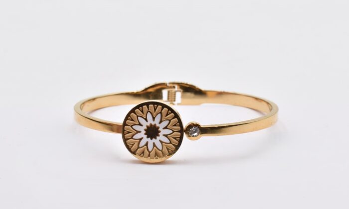 Ατσάλινο Βραχιόλι – Χειροπέδα Επιχρυσωμένη με Μάτι & Ποικιλία Στοιχείων - Image 113