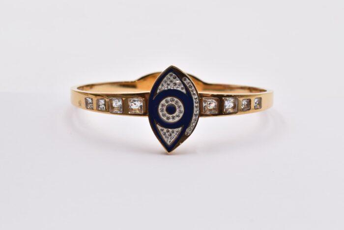 Ατσάλινο Βραχιόλι – Χειροπέδα Επιχρυσωμένη με Μάτι & Ποικιλία Στοιχείων - Image 4