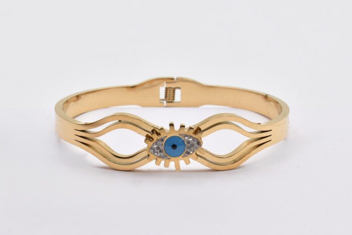 Ατσάλινο Βραχιόλι – Χειροπέδα Επιχρυσωμένη με Μάτι & Ποικιλία Στοιχείων - Image 128