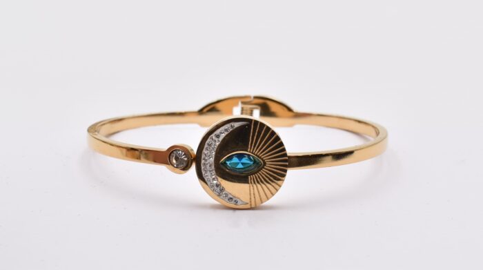 Ατσάλινο Βραχιόλι – Χειροπέδα Επιχρυσωμένη με Μάτι & Ποικιλία Στοιχείων - Image 149