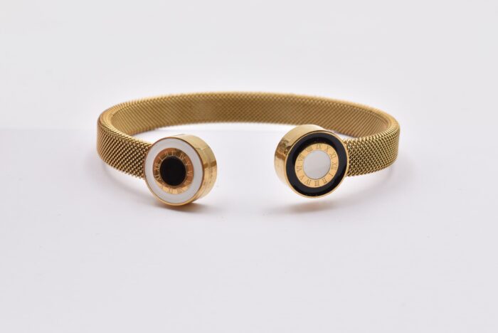 Ατσάλινο Βραχιόλι – Χειροπέδα Επιχρυσωμένη με Μάτι & Ποικιλία Στοιχείων - Image 7