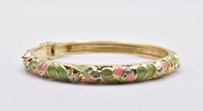 Βραχιόλι – Χειροπέδα με Ανάγλυφο Σμάλτο & Λουλούδια - Image 16