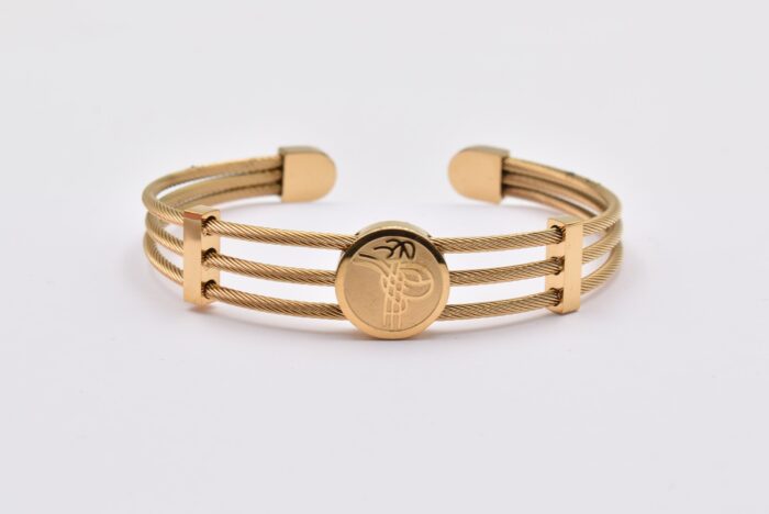 Ατσάλινο Βραχιόλι – Χειροπέδα Επιχρυσωμένη με Μάτι & Ποικιλία Στοιχείων - Image 8