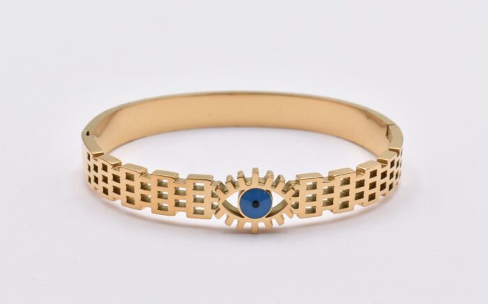 Ατσάλινο Βραχιόλι – Χειροπέδα Επιχρυσωμένη με Μάτι & Ποικιλία Στοιχείων - Image 162