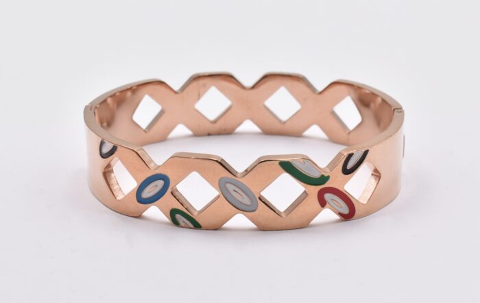 Ατσάλινο Βραχιόλι – Χειροπέδα Επιχρυσωμένη με Μάτι & Ποικιλία Στοιχείων - Image 164