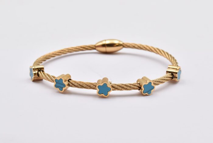 Ατσάλινο Βραχιόλι – Χειροπέδα Επιχρυσωμένη με Μάτι & Ποικιλία Στοιχείων - Image 9