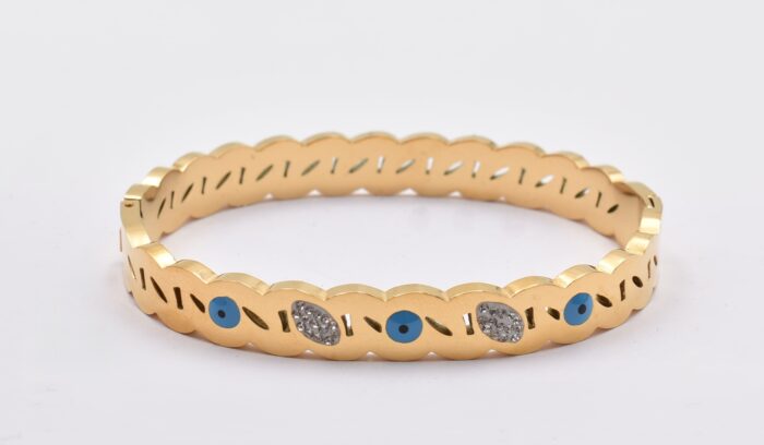 Ατσάλινο Βραχιόλι – Χειροπέδα Επιχρυσωμένη με Μάτι & Ποικιλία Στοιχείων - Image 179