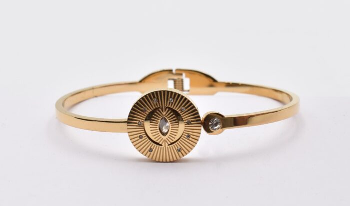 Ατσάλινο Βραχιόλι – Χειροπέδα Επιχρυσωμένη με Μάτι & Ποικιλία Στοιχείων - Image 181