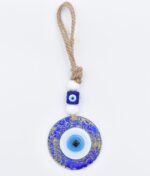 Φυσητό Μάτι  Μπλε Γυαλί & Ιριδίζουσες Χρυσές Γραμμές - Image 2