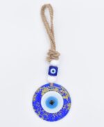 Φυσητό Μάτι  Μπλε Γυαλί & Ιριδίζουσες Χρυσές Γραμμές