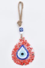 Φυσητό Κρεμαστό Μάτι  Δάκρυ με Κόκκινα Πετραδάκια