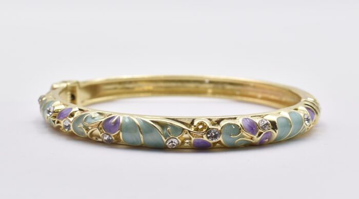 Βραχιόλι – Χειροπέδα με Ανάγλυφο Σμάλτο & Λουλούδια - Image 25