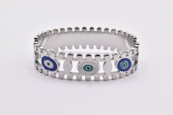 Ατσάλινο Βραχιόλι – Χειροπέδα Επιχρυσωμένη με Μάτι & Ποικιλία Στοιχείων - Image 20