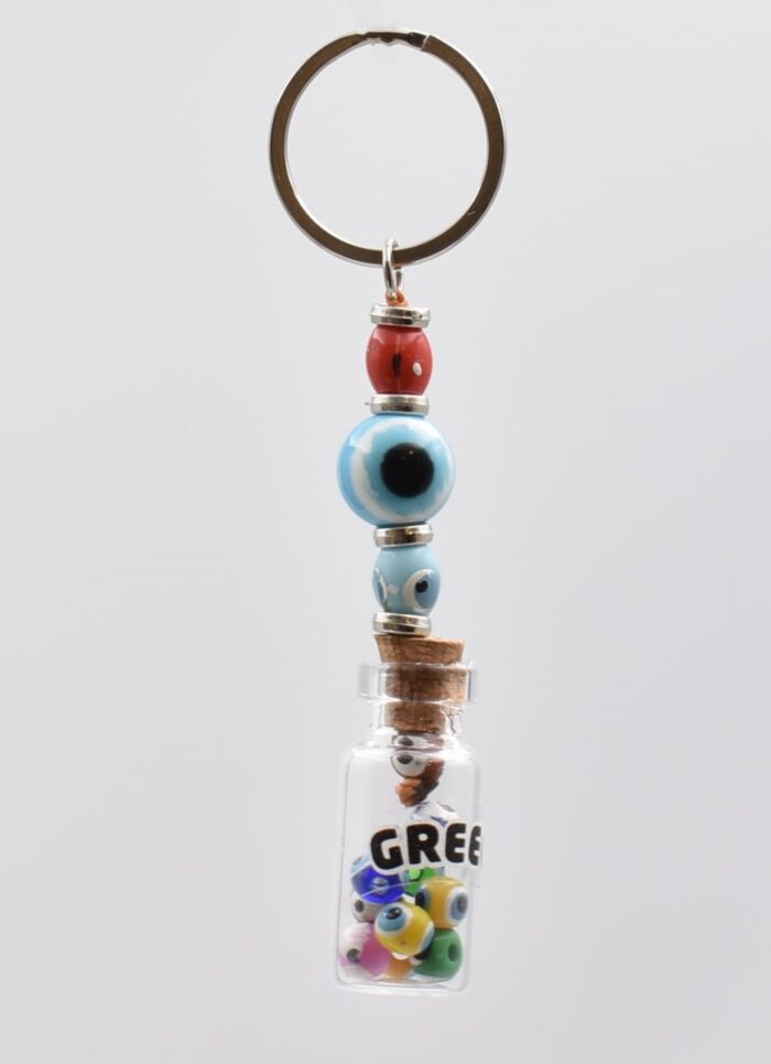 Μπρελόκ GREECE με Μάτι  σε Γυάλινο Μπουκαλάκι - Image 4