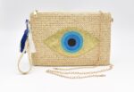 Boho Τσάντα Χειρός - Νεσεσέρ με Σχέδιο Μάτι & Μεταλλική Λάμψη - Image 4