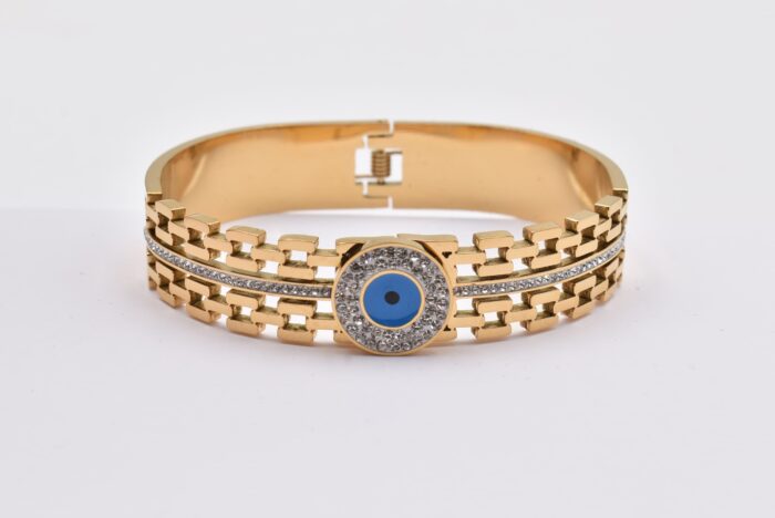 Ατσάλινο Βραχιόλι – Χειροπέδα Επιχρυσωμένη με Μάτι & Ποικιλία Στοιχείων - Image 24