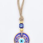 Κρεμαστό Γυάλινο Μάτι με Χρυσή Ρίγα